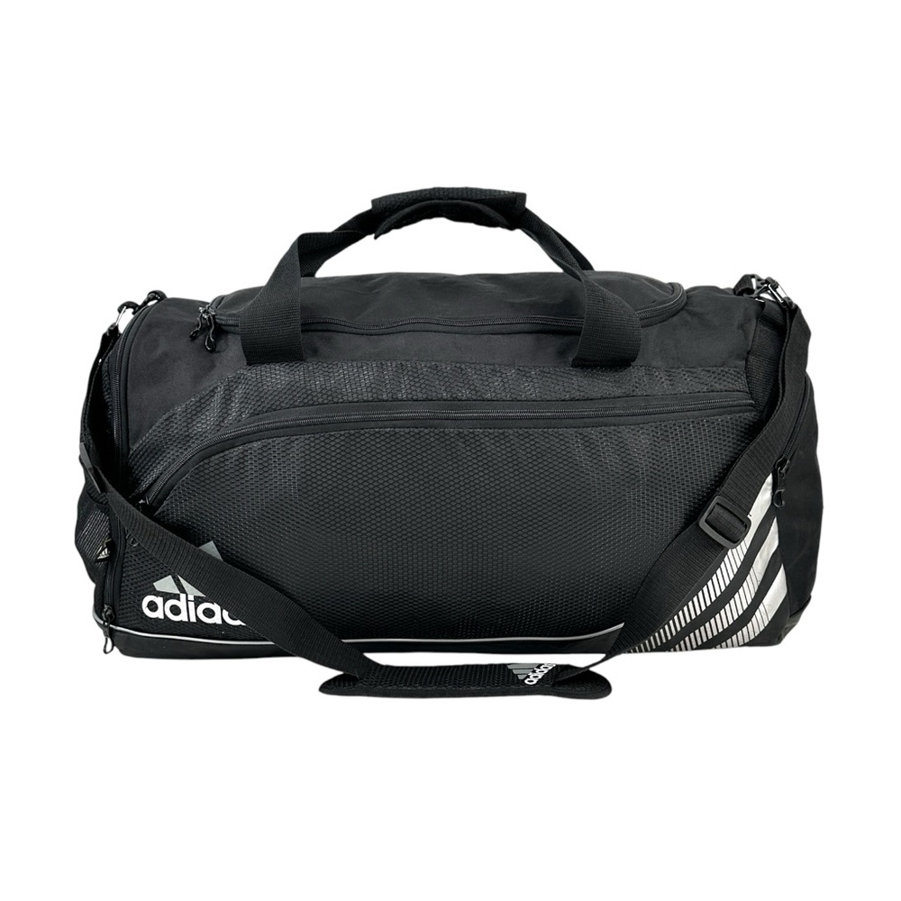 Vintage Adidas Black Large Duffle Duffel Travel Bag w/ Removable Shoulder Strap
